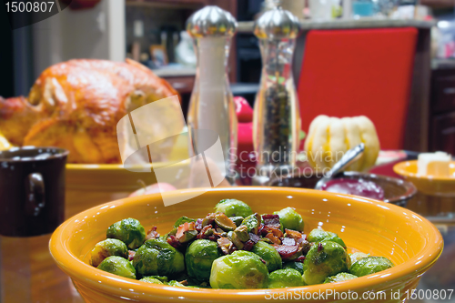 Image of Brussels Sprouts with Bacon and Pistachios Turkey Dinner