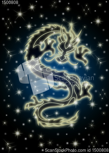 Image of Celestial Chinese Dragon in the Night Sky
