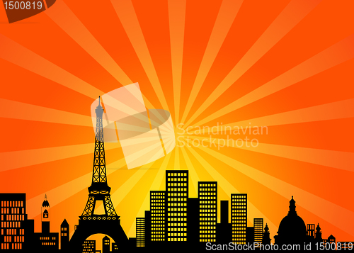 Image of Paris France Downtown City Skyline