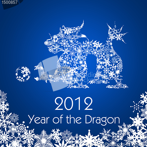 Image of Chinese New Year Dragon with Snowflakes Pattern