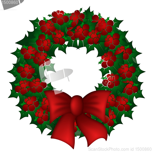 Image of Holly Leaves and Berries Christmas Wreath