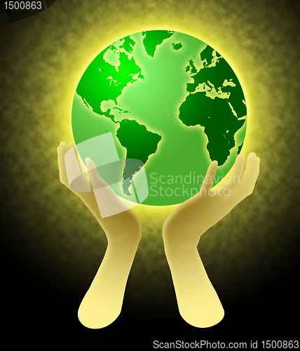 Image of Hands Holding World Globe Illustration