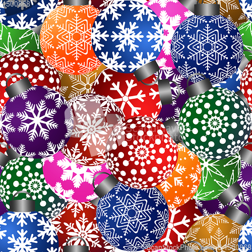 Image of Christmas Tree Ornaments Seamless Tile Background