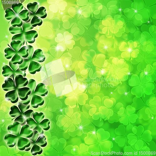 Image of Lucky Four Leaf Clover Shamrock on Blurred Background