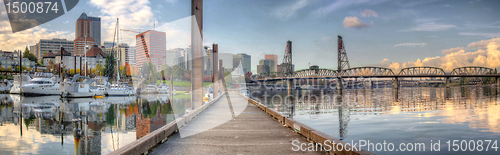 Image of Marina along Willamette River in Portland Oregon Downtown