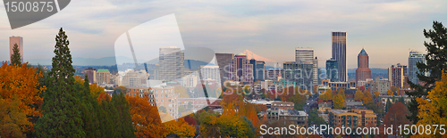 Image of Portland Oregon City Skyline and Mount Hood