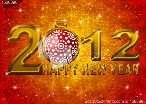 Image of Gold 2012 Happy New Year Snowflakes Ornament Illustration