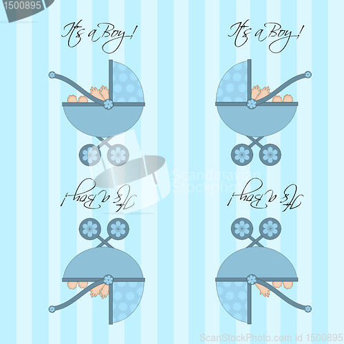 Image of Its A Boy Blue Baby Pram  Seamless Tile Background