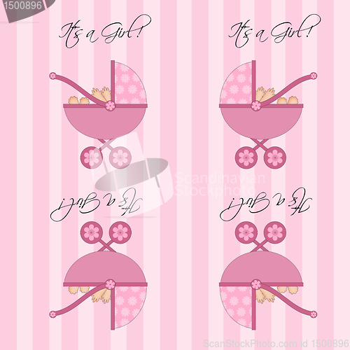 Image of Its A Girl Pink Baby Pram  Seamless Tile Background