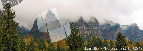 Image of Mountain Mist Along Columbia River Gorge in Fall