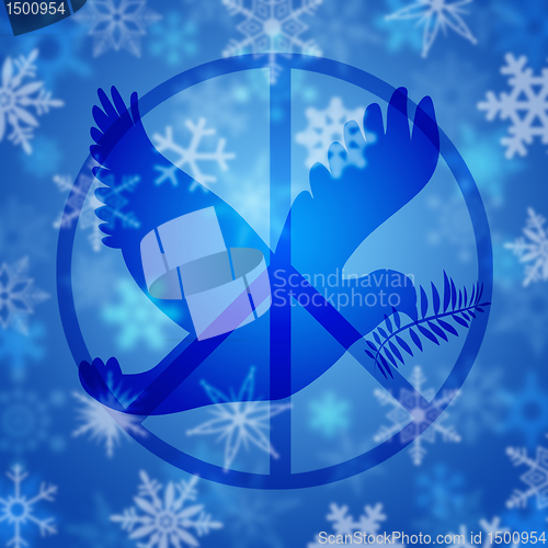 Image of Peace Dove Symbol and Snowflakes