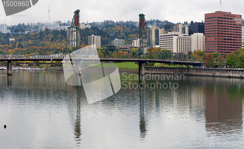 Image of Reflection of Hawthorne on Willamette River