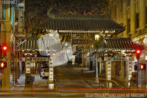 Image of San Francisco Chinatown Gate at Night