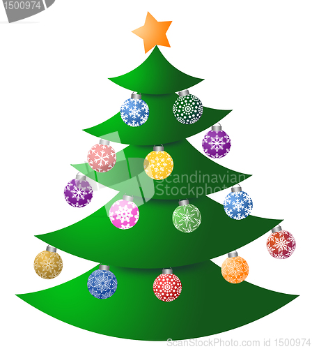 Image of Christmas Tree with Colorful Ornaments