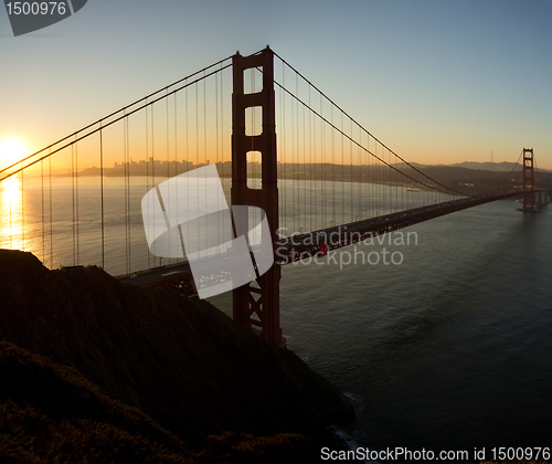 Image of Sunrise over Golden Gate Bridge and San Francisco Bay