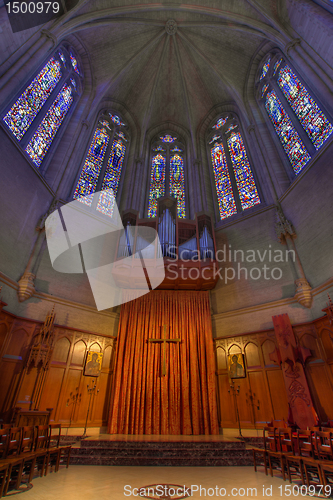Image of Pipe Organ Stained Glass Altar at Grace Cathedral