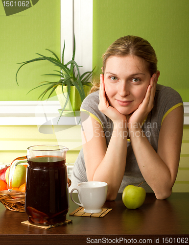 Image of pregnant woman on kitchen