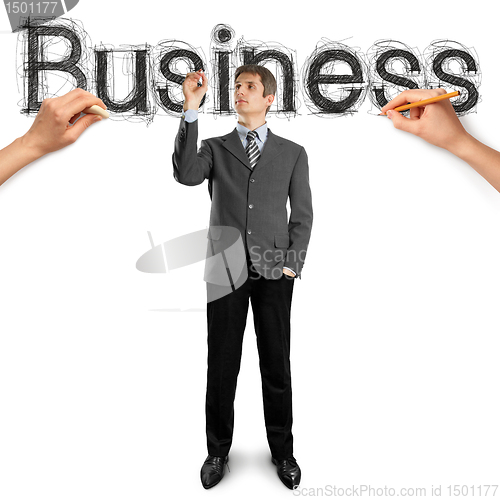 Image of sketch word business with businessman