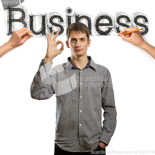 Image of sketch word business with businessman