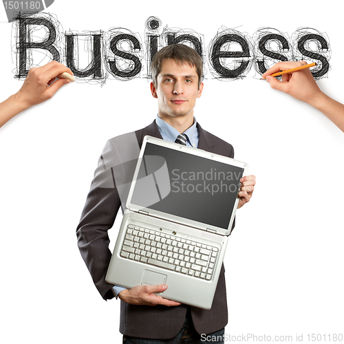 Image of sketch word business with businessman