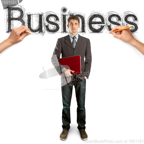 Image of sketch word business with businessman