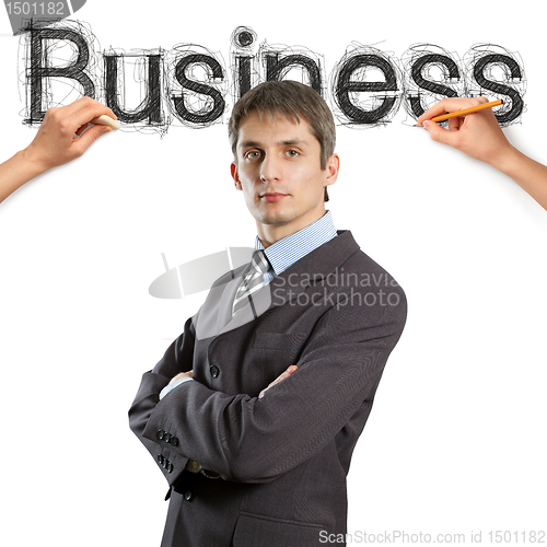 Image of sketch word business with businessman