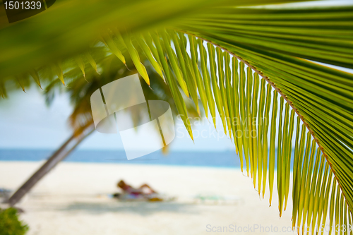 Image of deck chair on the beach background