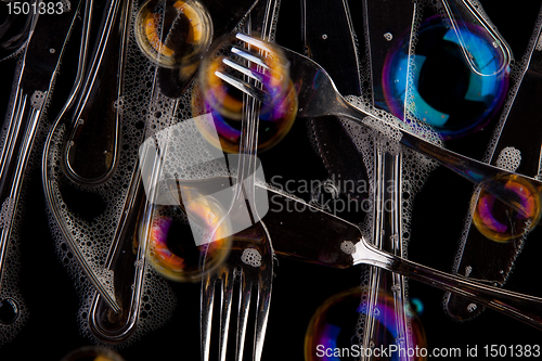 Image of Silverware and soap