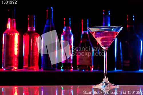 Image of Cocktail glass with drink in the bar