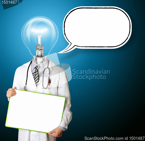 Image of doctor with empty board with thought bubble