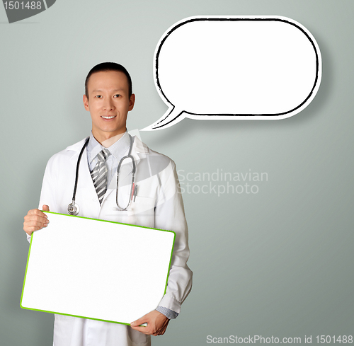 Image of doctor with empty board with thought bubble