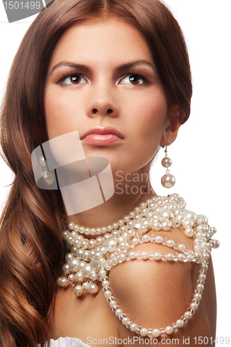 Image of Portrait of a girl with pearls necklace