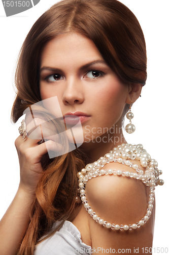 Image of Shy girl with necklace