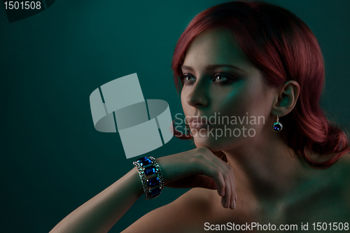 Image of Beauty portrait with jewelry bracelet