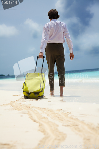 Image of White-collar worker and beach vacation