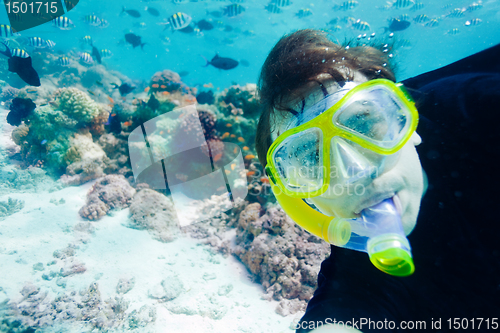 Image of Underwater self photo of the scuba diver