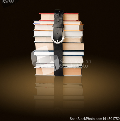 Image of books pile with belt