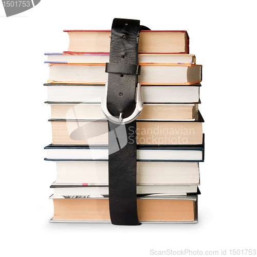 Image of books pile with belt