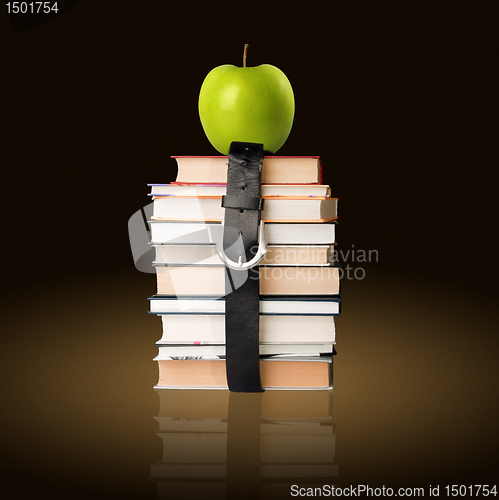 Image of books pile with belt