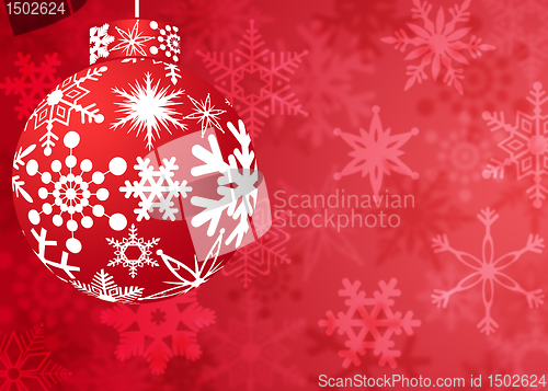 Image of Christmas Red Ornament with Snowflakes Pattern