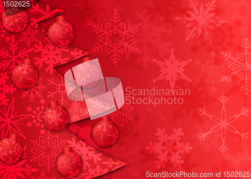Image of Christmas Tree with  Ornaments and Snowflakes Pattern