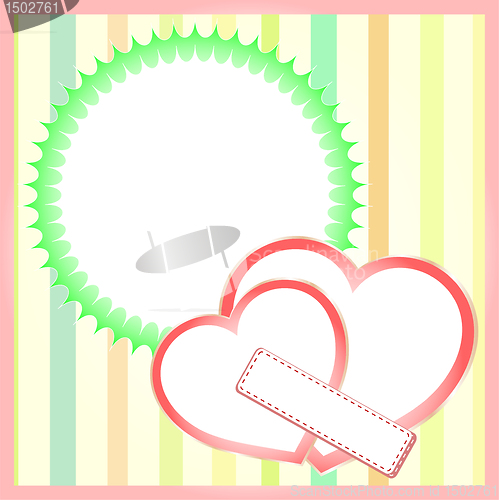 Image of Two paper hearts background, saint valentines vector