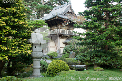 Image of Stone Lantern by Japanese Garden Entrance