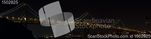 Image of Oakland Bay Bridge Over San Francisco Bay at Night