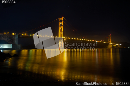 Image of Golden Gate Bridge over San Francisco Bay at Night