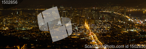 Image of San Francisco Cityscape at Night Panorama