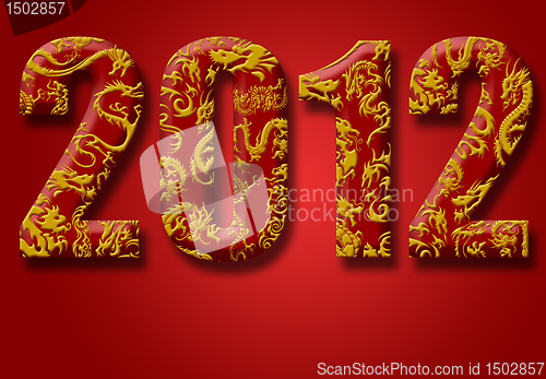 Image of 2012 Chinese Year of the Dragon Red Background