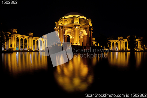 Image of San Francisco Palace of FIne Arts Reflection at Night 