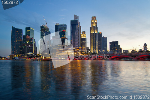 Image of Singapore River Waterfront Skyline at Sunset
