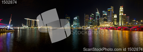 Image of Singapore Skyline at Night Panorama